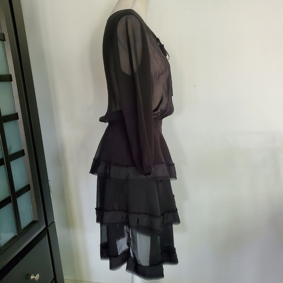 Ivanka Trump Sheer Tiered Black Dress - Picture 12 of 16